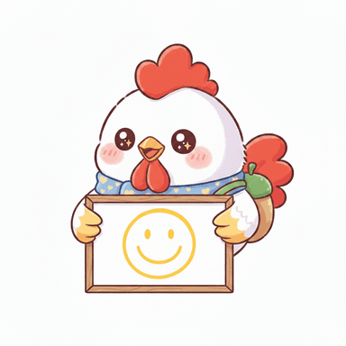 Rooster holding a sign